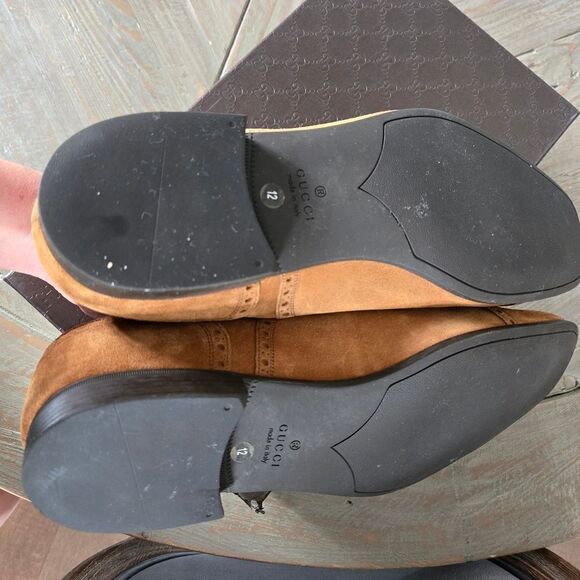 GUCCI Men's Cuir/Queen Cambridge Suede Oxford Shoes Size 12 - Picture 9 of 12